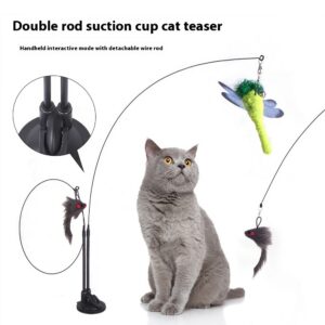 Suction Cup Cat Teaser Toy with Flexible Wand