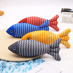 Burlap Fish Catnip Kicker Toy for Indoor Cats